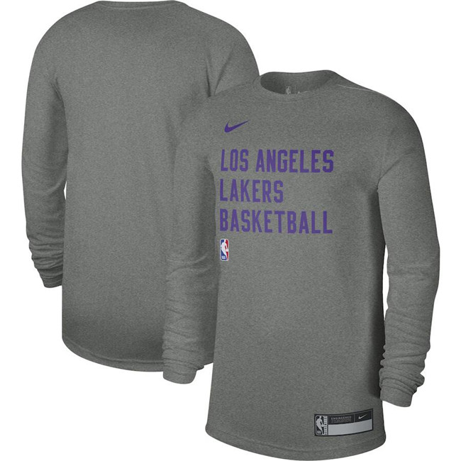 Men's Los Angeles Lakers Heather Gray 2023/24 Legend On-Court Practice Long Sleeve T-Shirt Men's Los Angeles Lakers Heather Gray 2023/24 Legend On-Court Practice Long Sleeve T-Shirt